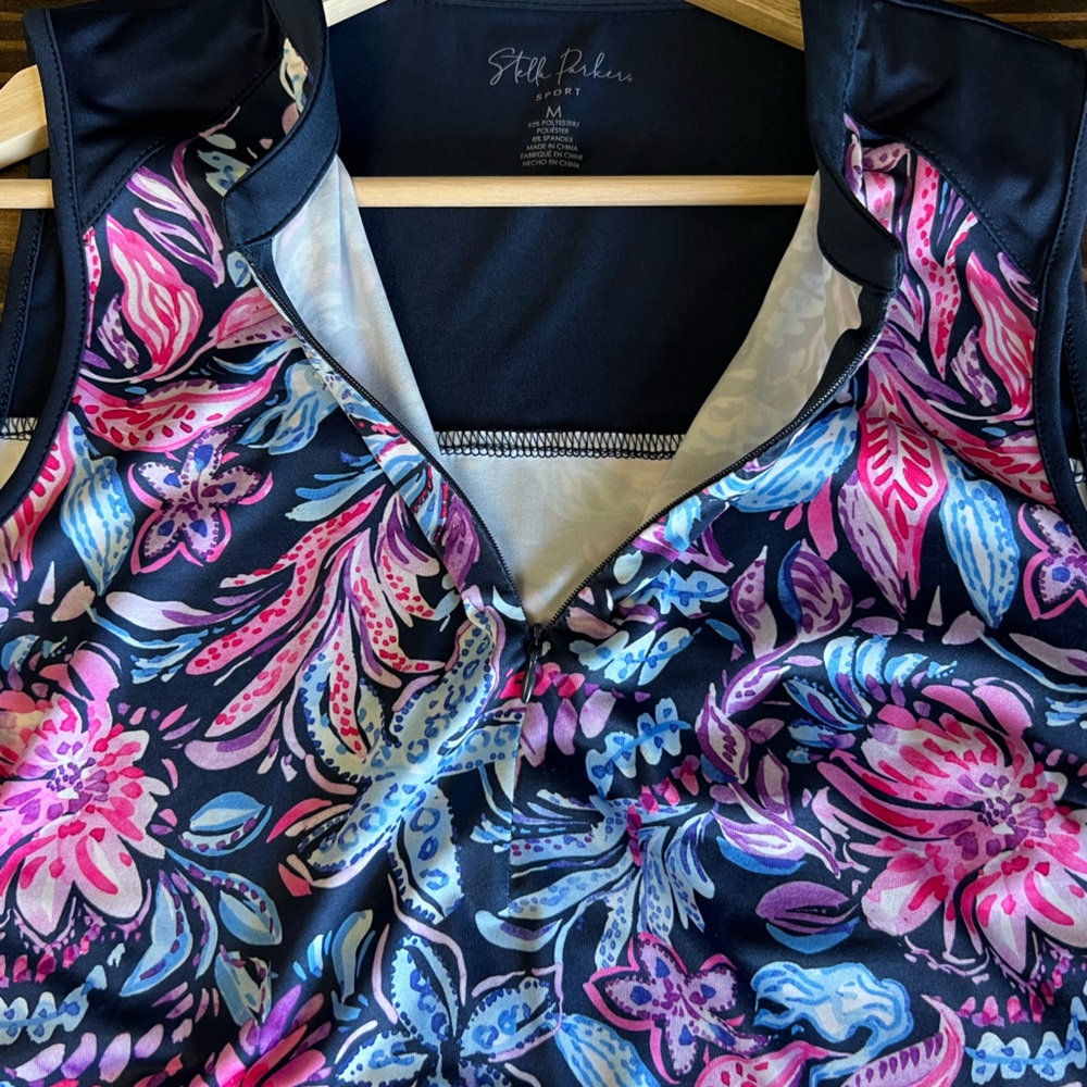 Stella Parker Sport Floral Sleeveless Tank Top with Zipper - Picture 4 of 5